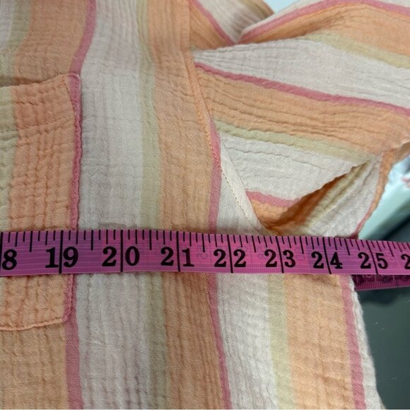 Button up creamsicle striped cream orange soft buttery top comfy oversized - Picture 7 of 11